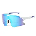Rahmenlose Radsport-Sonnenbrille mit weißem Gestell und blau verspiegelten Gläsern - Weißer Rahmen Blaue Verspiegelte Gläser