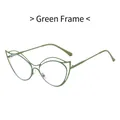 Occhiali cat-eye verdi irregolari con doppio ponte e lenti anti-luce blu - Montatura Verde