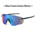 Outdoor-Fahrrad-Sonnenbrille mit blauem Halbrandrahmen und grünen Mercury-Gläsern - Blauer Rahmen Grüne Quecksilbergläser