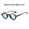 Gafas de sol redondas retro con montura negra y lentes azules translúcidas para mujer - Montura Negra Lentes Azules