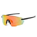 Outdoor-Fahrradsonnenbrille mit schwarzem Rahmen und roten verspiegelten Gläsern - Schwarzer Rahmen Rote Verspiegelte Gläser