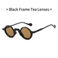 Gafas de sol redondas vintage con montura negra y lentes de color té oscuro - Montura Negra Lentes de Té