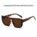 Chic square oversized sunglasses with leopard print frames and brown tinted lenses - Leopard Frame / Tea Lens