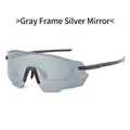 Graue Radsport-Sonnenbrille mit silbernen Spiegelgläsern und Antibeschlag-Lüftung - Grauer Rahmen Weißes Quecksilber