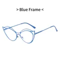 Blue cat-eye blue light blocking glasses with double-layer hollow butterfly frame - Blue Frame