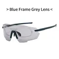 Outdoor Sportbrille mit blauem Rahmen und grauen Gläsern für optimalen Windschutz - Blauer Rahmen Graue Linsen