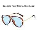 Occhiali da sole aviatore retrò con montatura leopardata e lenti blu chiaro - Montatura Leopardata Lente Blu