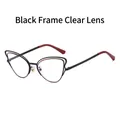 Cat eye sunglasses with black frame, clear lenses and red temple tips - Black Frame Clear Lenses