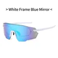 Polarisierte Sportsonnenbrille mit weißem Rahmen und blau verspiegelten Gläsern - Weißer Rahmen Blaue Verspiegelte Gläser