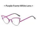 Fashionable purple cat eye sunglasses with clear lenses and chic slimming design - Purple Frame Clear Lens