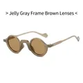 Retro small round sunglasses featuring jelly grey frames and brown tinted lenses - Jelly Grey Frame Tea Lenses