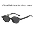 Gafas de sol redondas retro TR90 montura negro brillante con lentes gris oscuro - Montura Negro Brillante Lente Gris