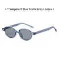 Gafas de sol redondas TR90 retro con montura azul transparente y lentes grises - Montura Azul Transparente Lente Gris