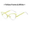 Fashionable cat-eye sunglasses featuring a bright yellow frame with clear white lenses - Yellow Frame Clear Lens