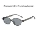 Gafas de sol ovaladas TR90 con montura gris transparente y lentes grises clásicas - Montura gris translúcida Lente gris