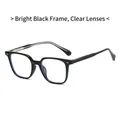 Occhiali quadrati TR90 nero lucido con lenti anti-luce blu e rivetti in metallo eleganti - Montatura Nero Lucido / Lenti Trasparenti