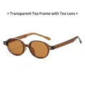 Retro round TR90 sunglasses with translucent tea frames and matching tinted lenses - Transparent Tea Frame Tea Lens