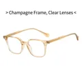 Montatura occhiali quadrata TR90 color champagne classica con lenti trasparenti e perni - Montatura Champagne Lenti Trasparenti