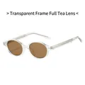 Transparent TR90 oval sunglasses with brown lenses and metallic hinge detail - Transparent Frame Tea Lens