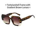 Polygonal tortoise shell sunglasses with gradient tea lenses and gold metal trim - Leopard Frame Gradient Tea Lens