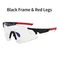 Outdoor cycling glasses with black frame, red temples and clear anti-fog lenses - Black Frame Red Legs