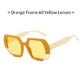 Polygonal sunglasses with orange frames, yellow transparent lenses and cream temples - Orange Frame / Yellow Lens