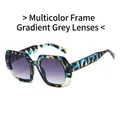 Polygonal tortoise frame sunglasses with gradient grey lenses and golden metal accents - Tofu Pudding Pattern Frame Gradient Grey Lens