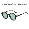 Retro oval sunglasses featuring a matte black TR90 frame with dark green lenses - Matte Black Frame Green Lens