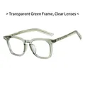 Monture de lunettes carrée chic en TR90 vert transparent avec verres transparents - Monture Verte Translucide Verres Transparents