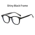 Classic round TR90 eyeglasses frame in glossy black finish with clear lenses - Glossy Black Frame / Clear Lenses