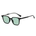 Square TR90 oversized sunglasses featuring a matte black frame with green lenses - Matte Black Frame Green Lens