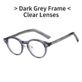 Retro oval TR glasses frame in dark grey transparent finish with clear lenses - Dark Gray Frame Clear Lens