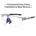 Outdoor cycling sunglasses with transparent gray frame and blue mirrored lenses - Transparent Grey Frame Blue Mercury Lens