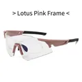 Outdoor cycling sports goggles in lotus pink frame with detachable inner myopia frame - Lotus Pink Frame Photochromic Grey