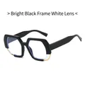 Polygonal sunglasses in bright black frame with clear lenses and gold metal accents - Glossy Black Frame / Clear Lenses