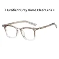 Lunettes carrées TR90 rétro avec monture dégradé gris et verres clairs anti-lumière bleue - Monture Grise Dégradée Verre Transparent