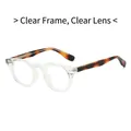 Fashionable round TR90 glasses with a transparent frame and tortoise shell patterned temples - Transparent Frame Clear Lens