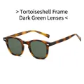 Gafas de sol TR90 clásicas de carey con lentes verde oscuro y remaches metálicos - Marco Carey Lente Verde Oscuro