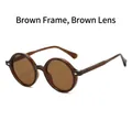 Lunettes de soleil rétro ovales avec monture et verres marrons en matériau TR90 - Monture Thé Verres Thé