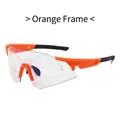 Outdoor cycling glasses with orange frame, transparent lens and myopia frame insert - Orange Frame Photochromic Grey