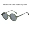 Lunettes de soleil rétro avec monture TR90 vert transparent et verres gris protecteurs - Monture verte translucide Verres gris