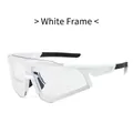 White frame sports cycling sunglasses with clear lens and inner prescription frame - White Frame to Grey