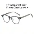Minimalist transparent grey TR90 eyeglasses frame with clear lenses and adjustable nose pads - Transparent Grey Frame Clear Lens