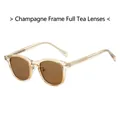 Classic TR90 sunglasses with transparent champagne frames and dark brown lenses - Champagne Frame Tea Lens