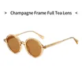 Lunettes de soleil rétro monture ronde champagne et verres marron pour mode extérieur - Monture Champagne Verres Thé