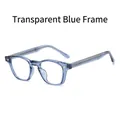 Montatura per occhiali quadrata in TR90 blu trasparente con rivetti e anima in metallo - Blu Trasparente