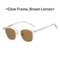 Retro transparent frame sunglasses with brown lenses and visible inner metal core pins - Transparent Frame Tea Lens