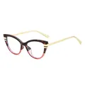 Occhiali cat-eye con montatura tartarugata e rossa trasparente e stanghette in metallo dorato - Montatura Superiore Floreale e Inferiore Rossa