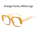 Polygon orange frames and white temples with clear lenses trendy sunglasses - Orange Frame White Lens