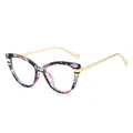 Chic cat eye glasses with multi-color floral pattern frames and gold metal temples - Floral Pattern Frame